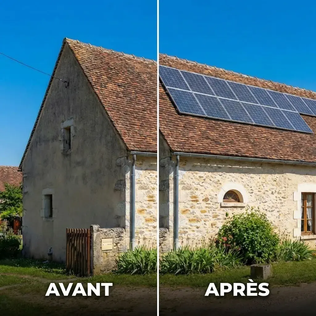 Insertion paysagère 3D panneaux solaires avant après demande mairie